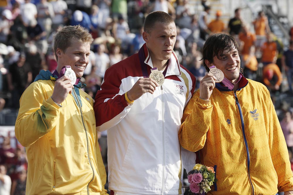 Men's podium, BMX finals, London 2012 Olympic Games
