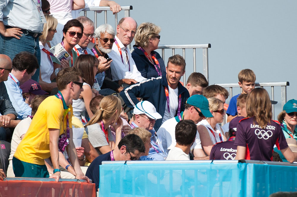 David Beckham in audience, BMX finals, London 2012 Olympic Games
