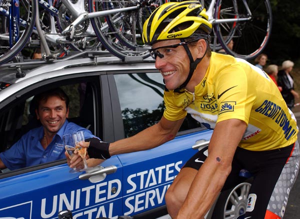 Lance Armstrong and Johan Bruyneel, Tour de France 2003 Lance Armstrong and Johan Bruyneel, Tour de France 2003