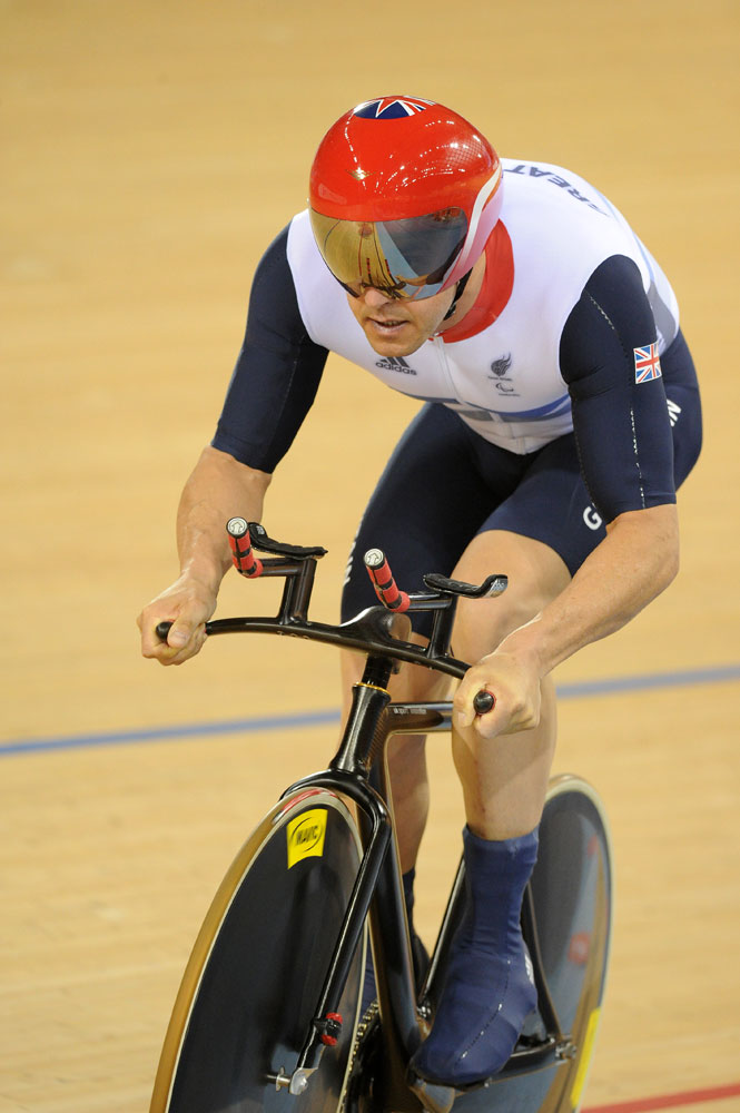 para12-track-day1pm-Colbourne.jpg Mark Colbourne takes silver in 1km time trial, London 2012 Paralympic Games, track day one afternoon