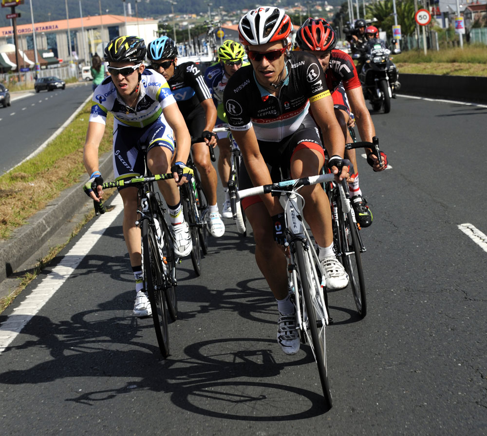 vuelta12st13-gerdemann-meyer escape.jpg Linus Gerdemann and Cameron Meyer in escape, Vuelta a Espana 2012, stage 13