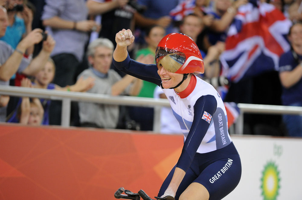 Sarah Storey celebrates, London 2012 Paralympic Games, track day three afternoon