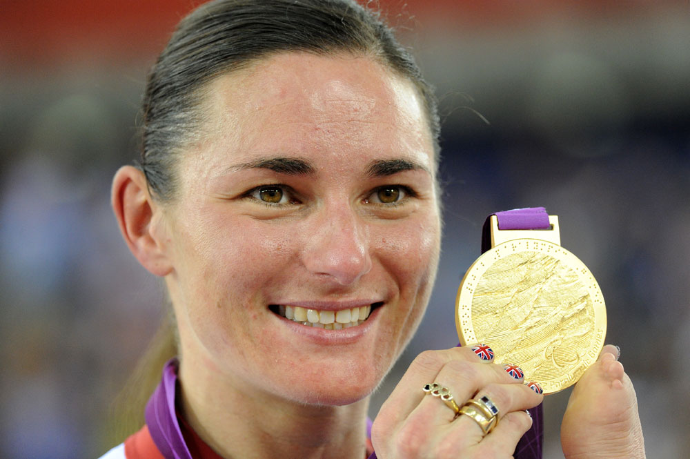Sarah Storey and gold medal, London 2012 Paralympic Games, track day three afternoon