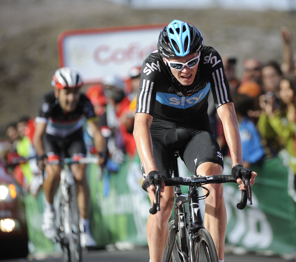 Chris Froome finishes, Vuelta a Espana 2012, stage 16