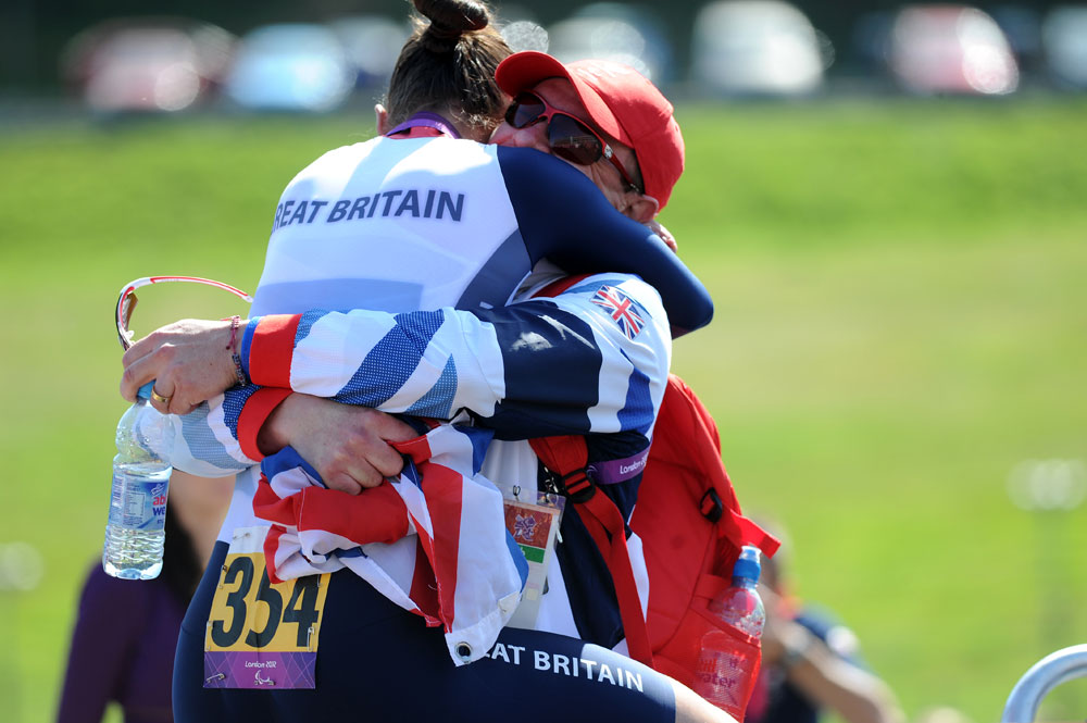 Sarah and Barney Storey, London 2012 Paralympic Games, road day one Sarah and Barney Storey, London 2012 Paralympic Games, road day one