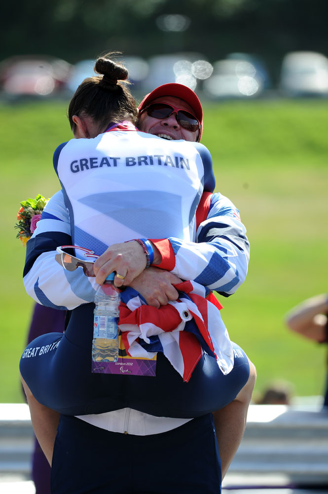 Sarah and Barney Storey, London 2012 Paralympic Games, road day one