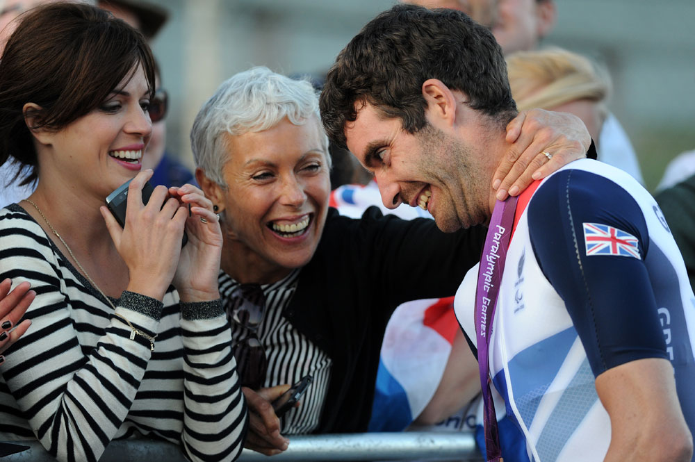 David Stone and family, London 2012 Paralympic Games, road day one David Stone and family, London 2012 Paralympic Games, road day one