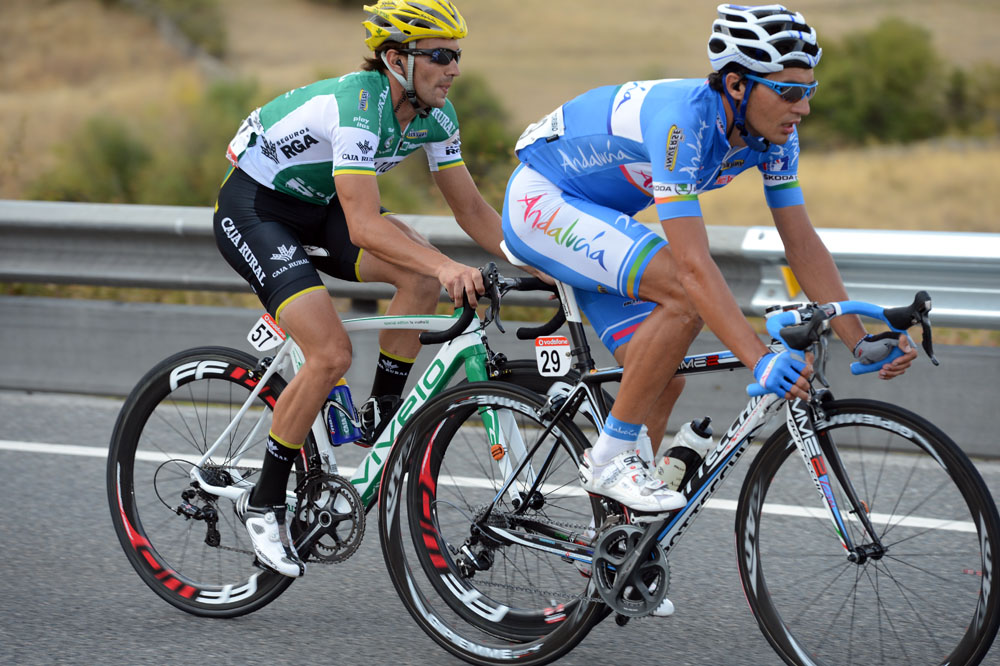Jos&eacute; Vicente Toribio and Aitor Galdos in escape, Vuelta a Espana 2012, stage 19