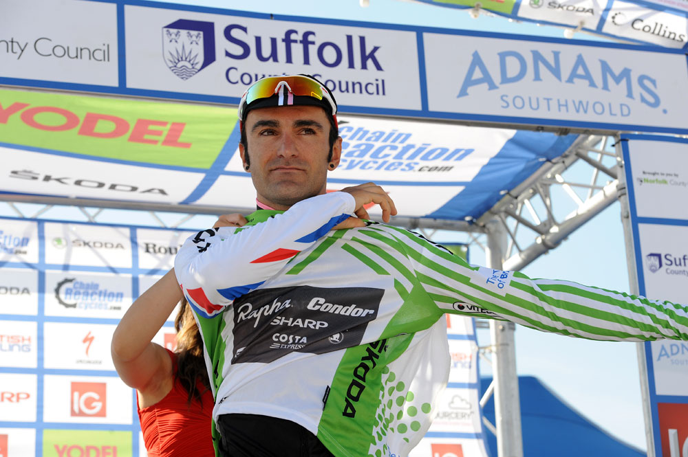 Kristian House in KoM jersey, Tour of Britain 2012, stage one
