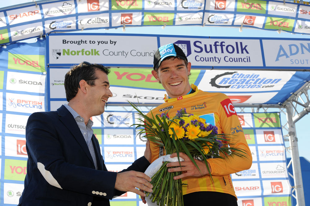 Luke Rowe in lead, Tour of Britain 2012, stage one