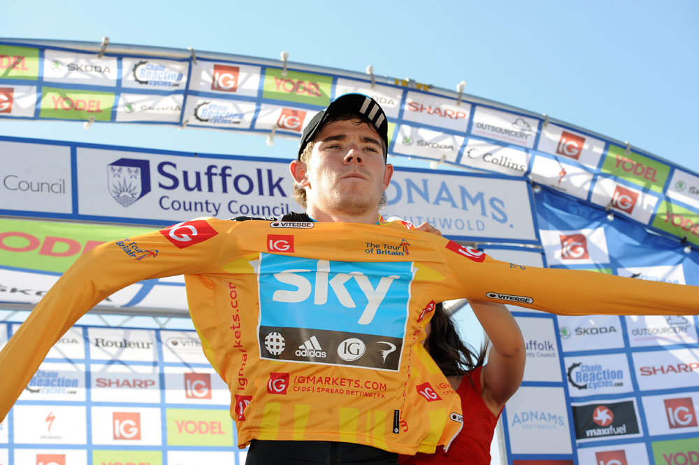 Luke Rowe in lead, Tour of Britain 2012, stage one