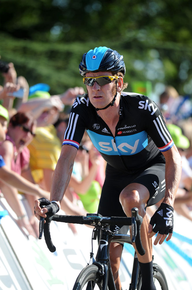 Bradley Wiggins rolls in, Tour of Britain 2012, stage one
