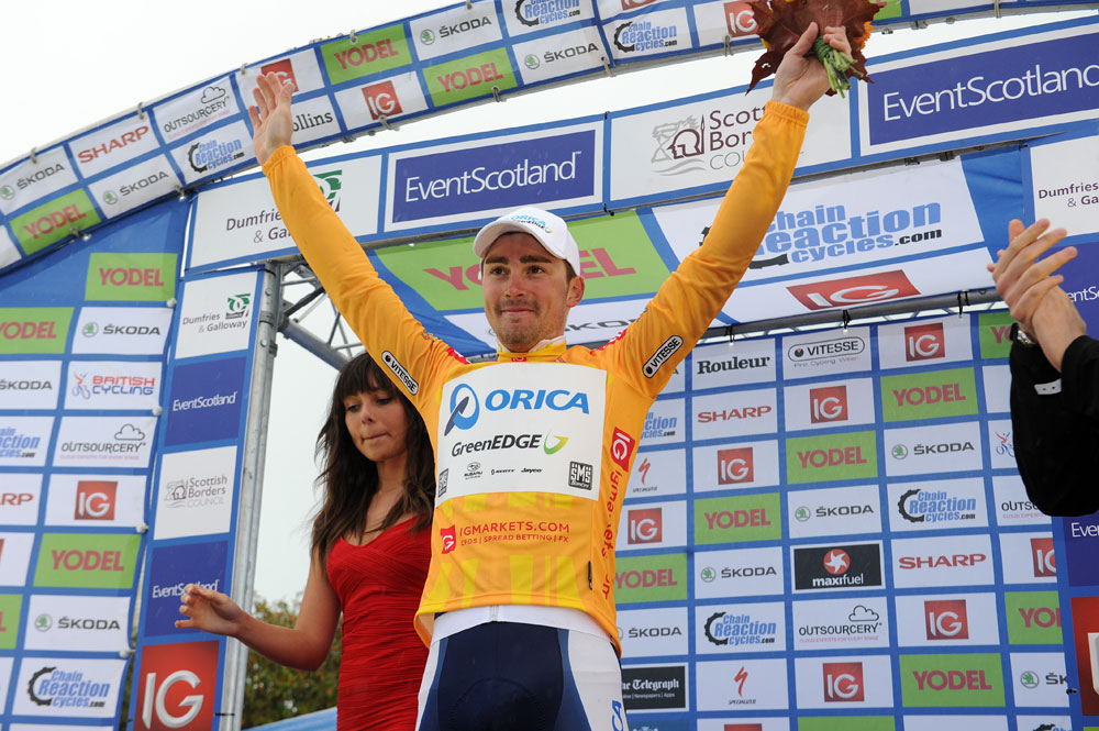 Leigh Howard in the lead, Tour of Britain 2012, stage three