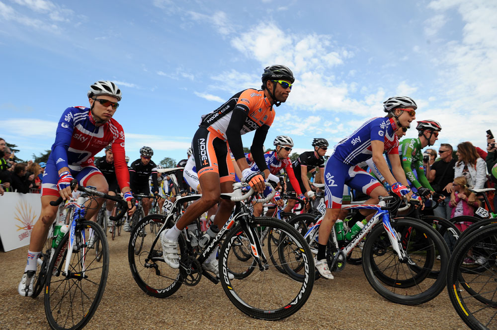 Leaving Trentham Gardens, Tour of Britain 2012, stage five
