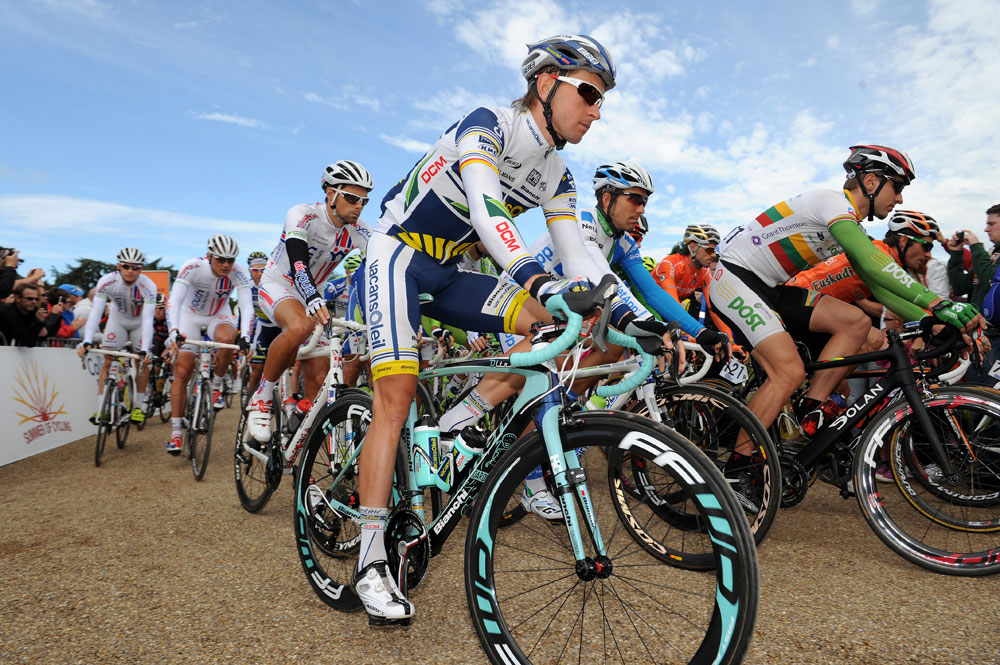Leaving Trentham Gardens, Tour of Britain 2012, stage five