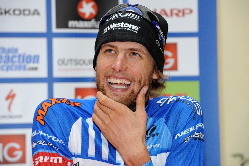 Mark De Maar press conference, Tour of Britain 2012, stage five