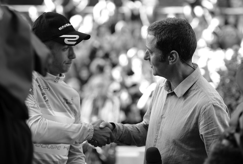 Ned Boulting and Jonathan Tiernan-Locke, Tour of Britain 2012, stage eight