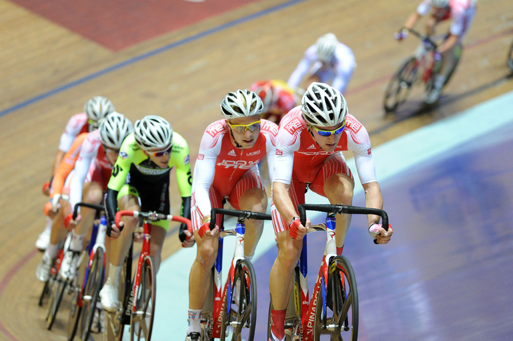 Atkins and Doull on the front, British national track champs 2012, day two