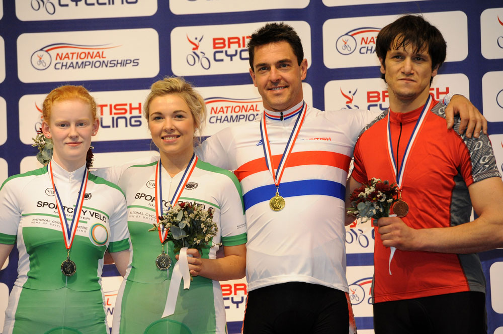 Para-cycling 200m flying lap podium, British national track champs 2012, day two