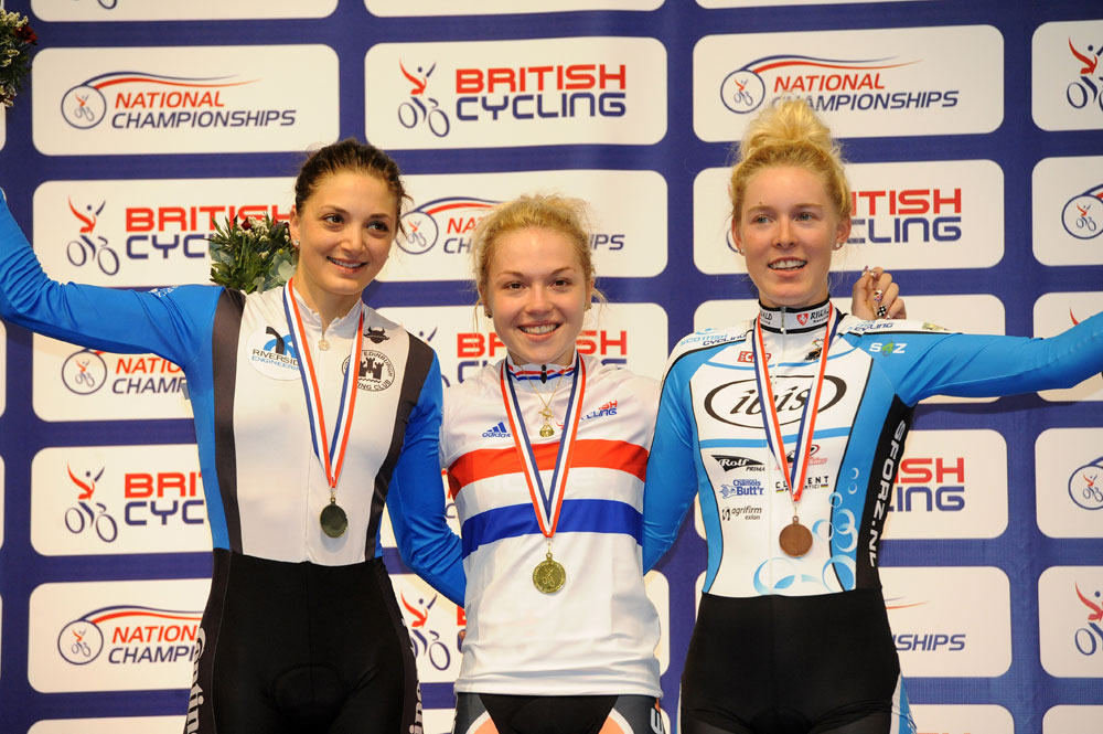 Women's pursuit podium, British national track champs 2012, day two