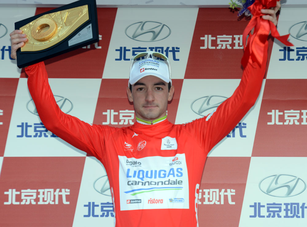 Elia Viviani on podium, Tour of Beijing 2012, stage one