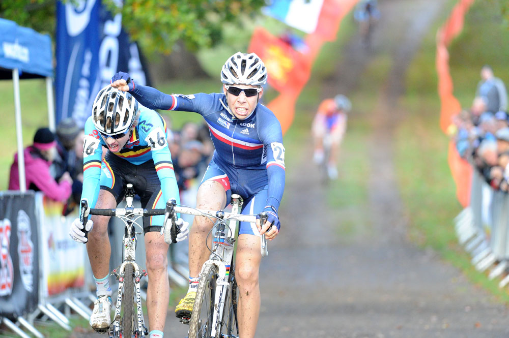 eurocross12-2nd-Russo-3rd-Peeters-2.jpg Russo second and Peeters third in junior men's race, European Cyclo-Cross Championships 2012