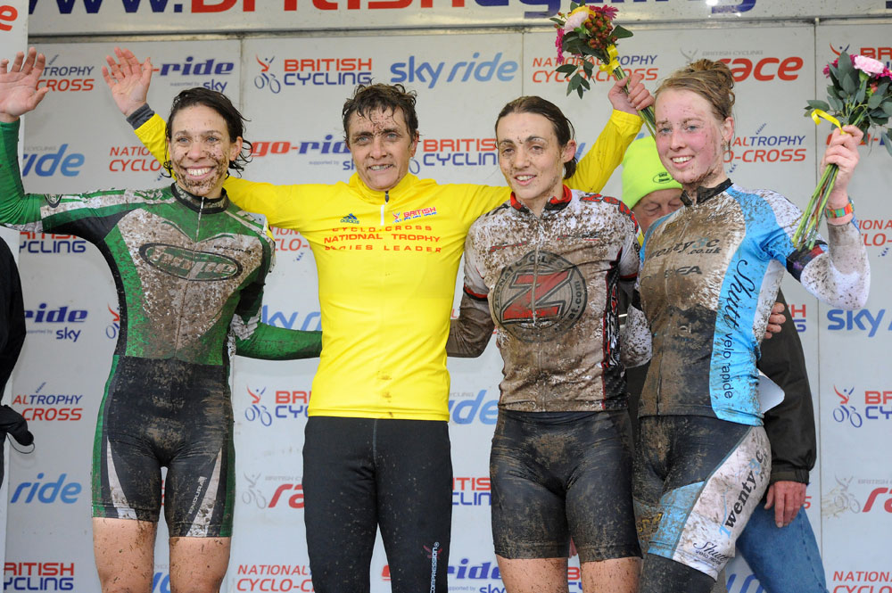 Women's podium, National Trophy cyclo-cross 2012, Ipswich