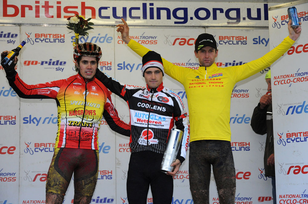 Senior podium, National Trophy cyclo-cross 2012, Ipswich