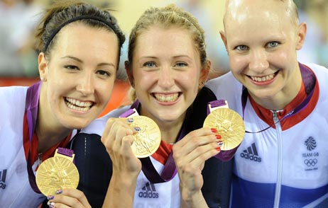 Dani King, Laura Trott and Joanna Rowsell, team pursuit gold, London 2012 Dani King, Laura Trott and Joanna Rowsell, team pursuit gold, London 2012