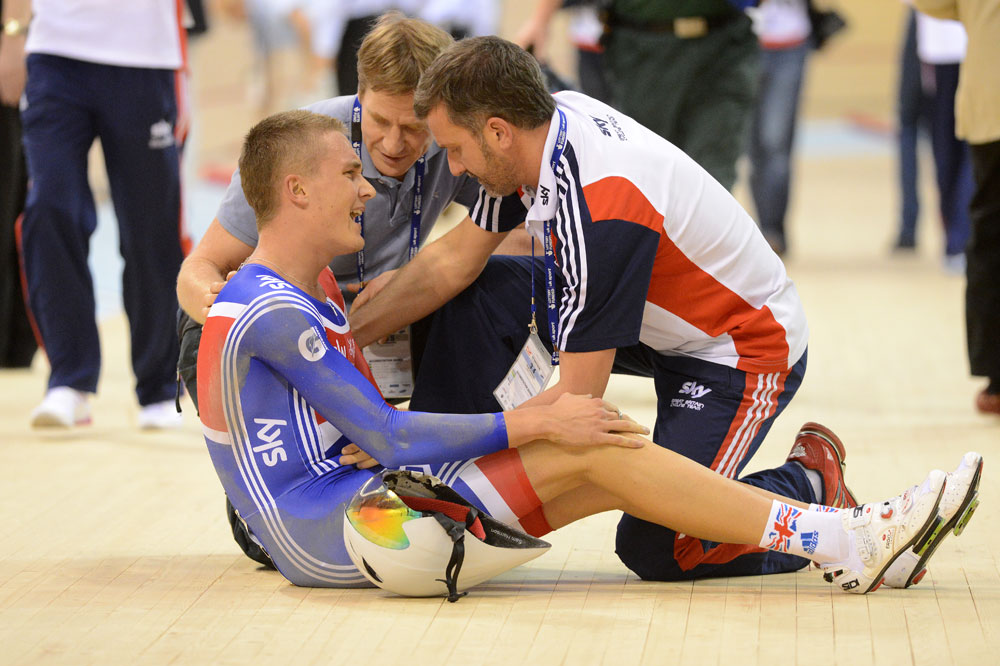 Sam Harrison crash, men's team pursuit Glasgow track world cup 2012 glasgow, track, world, cup, cycling, racing, 2012