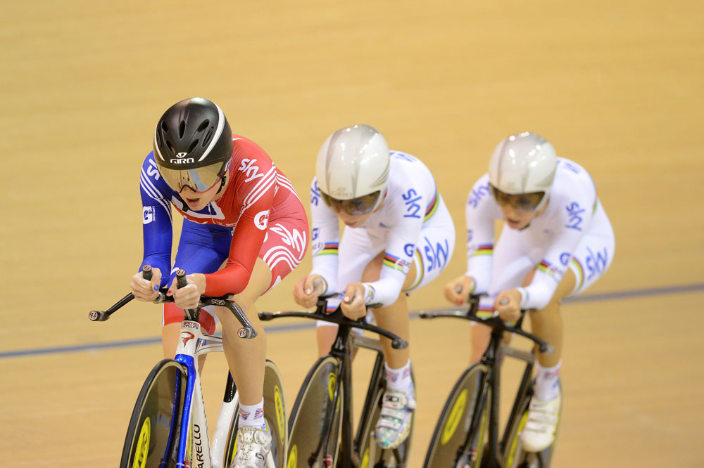Barker on front, Track World Cup, Glasgow 2012, day one