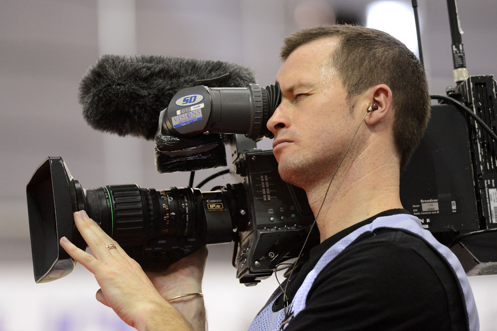 BBC camera man, Track World Cup, Glasgow 2012, day one