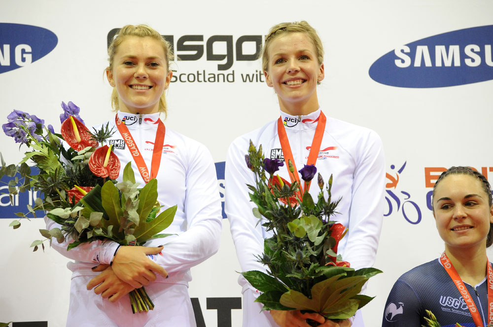 Team sprint podium, Track World Cup, Glasgow 2012, day one