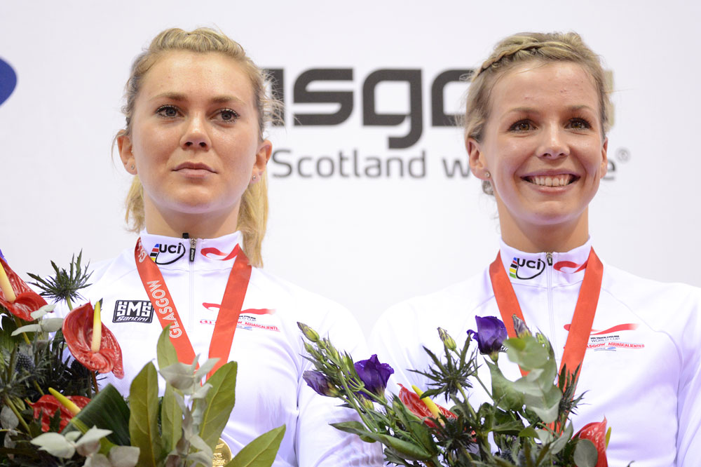 Team sprint podium, Track World Cup, Glasgow 2012, day one