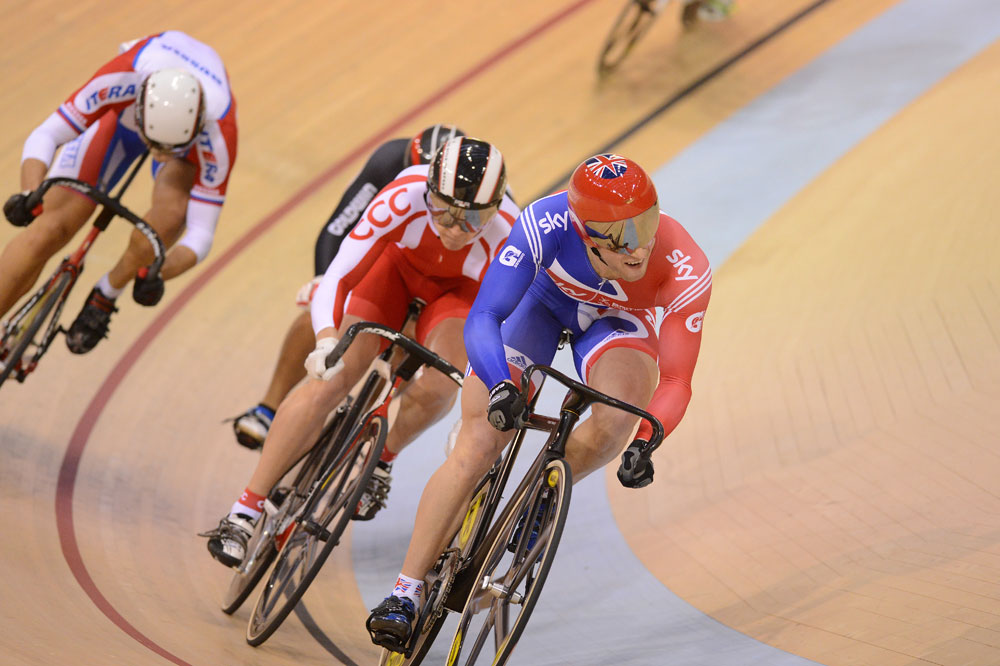 Jason Kenny in keirin, Track World Cup, Glasgow 2012, day two