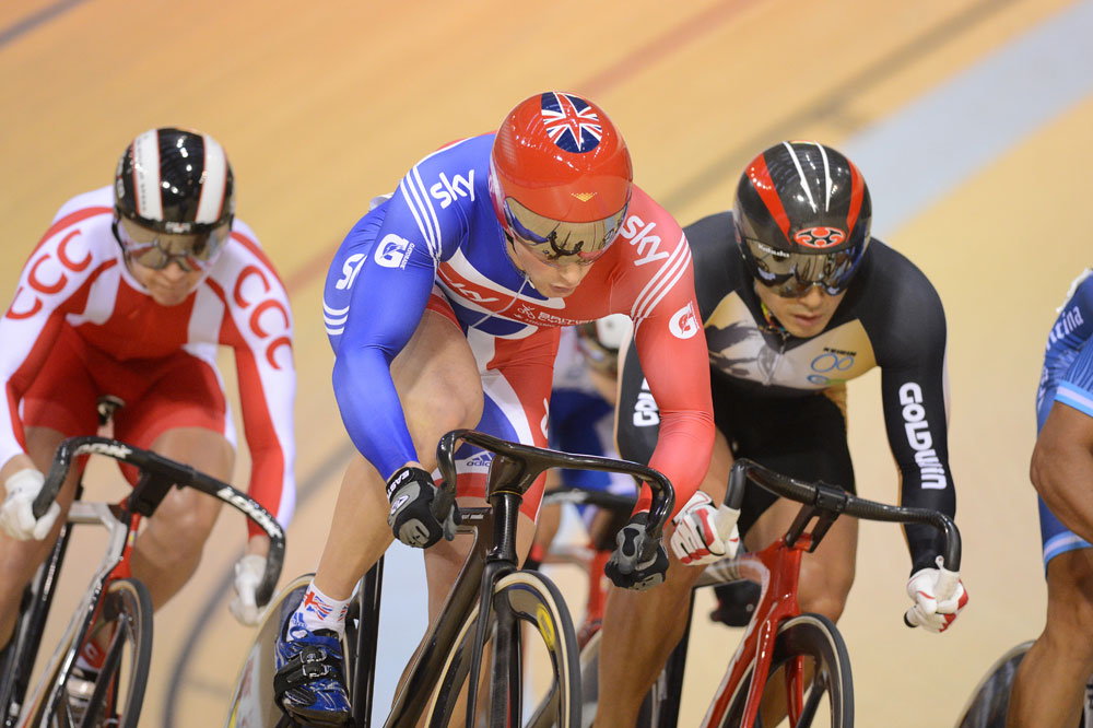 Jason Kenny in keirin, Track World Cup, Glasgow 2012, day two