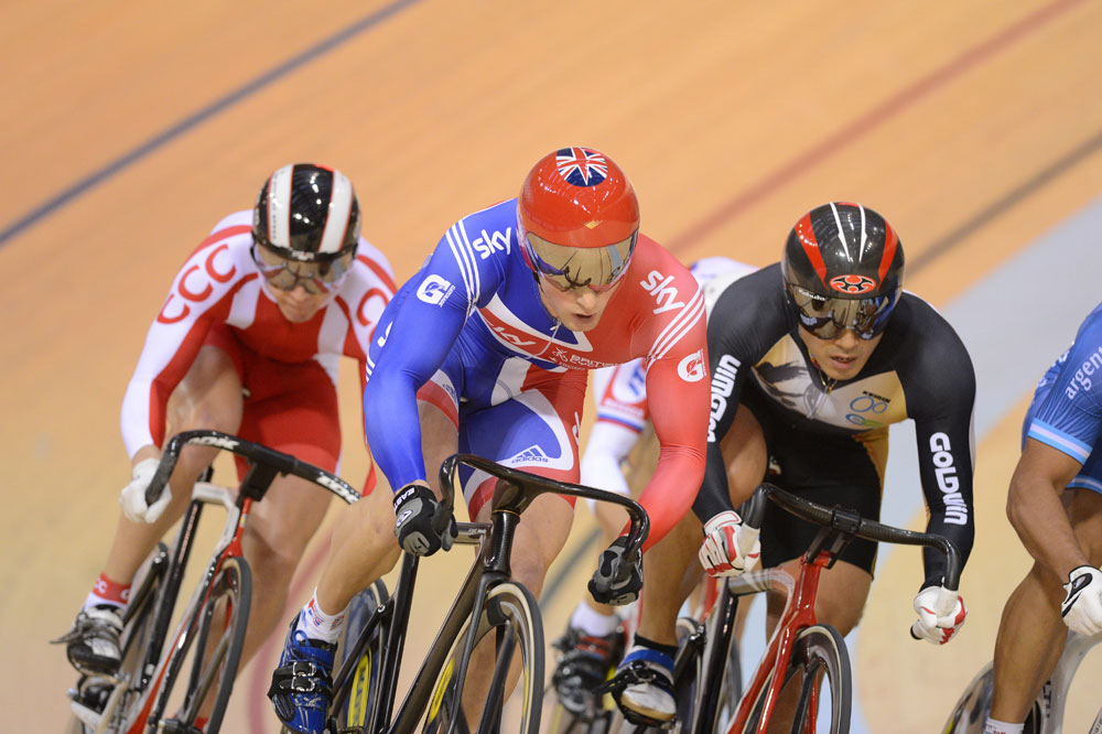 Jason Kenny in keirin, Track World Cup, Glasgow 2012, day two