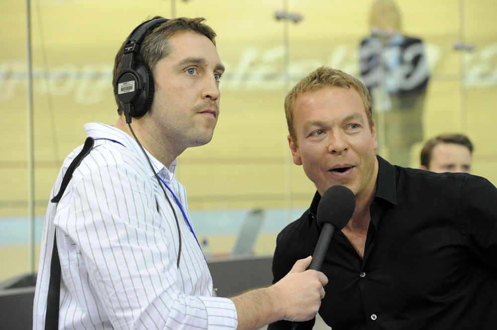Steve Parry and Sir Chris Hoy, Glasgow Track World Cup 2012, day three