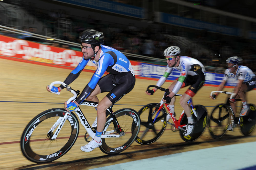 Jonny McEvoy, George Atkins and Adam Blythe, British Madison National Championships 2013