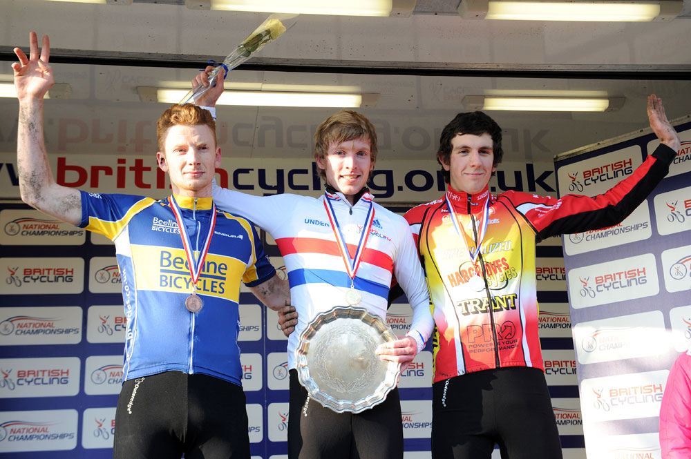 Under-23 podium, British cyclo-cross national championships 2013