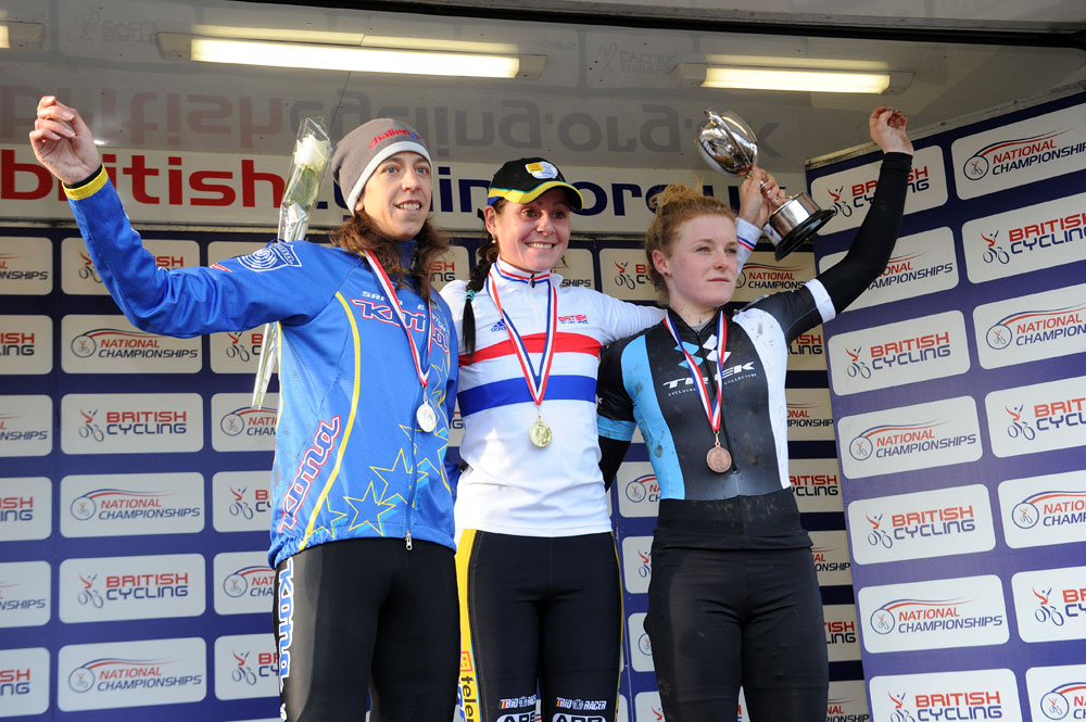 Senior women's podium, British cyclo-cross National Championships 2013