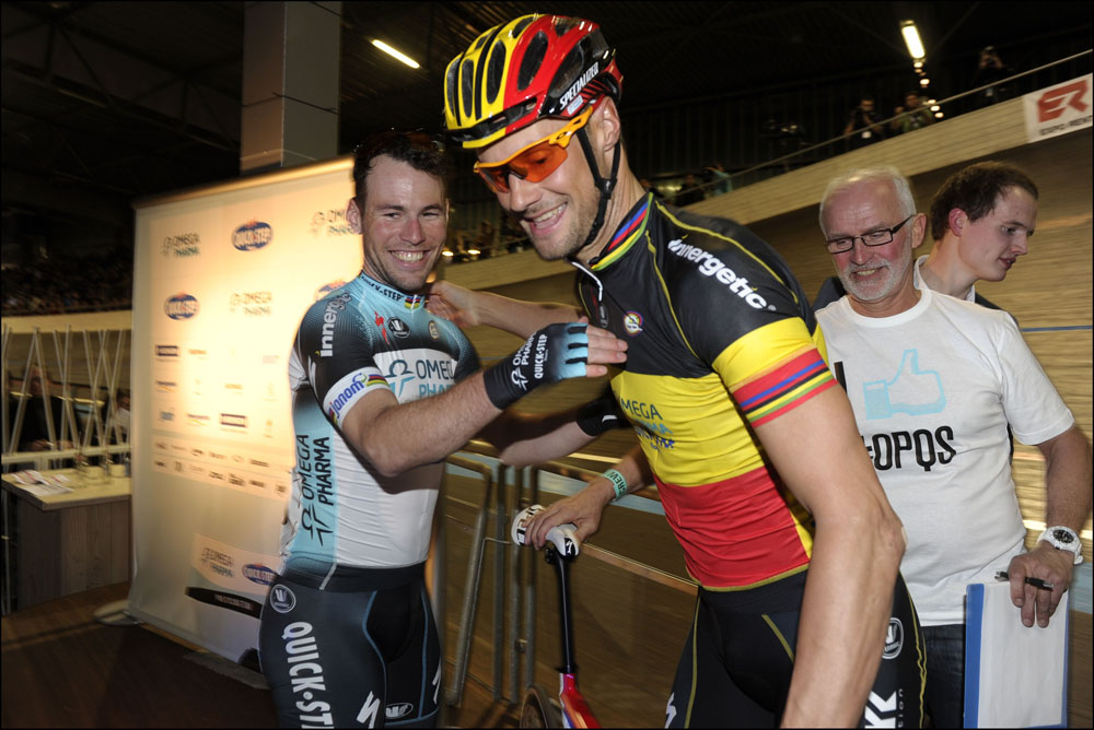 Tom Boonen and Mark Cavendish, Omega Pharma-QuickStep 2013 launch Tom Boonen and Mark Cavendish, Omega Pharma-QuickStep 2013 launch