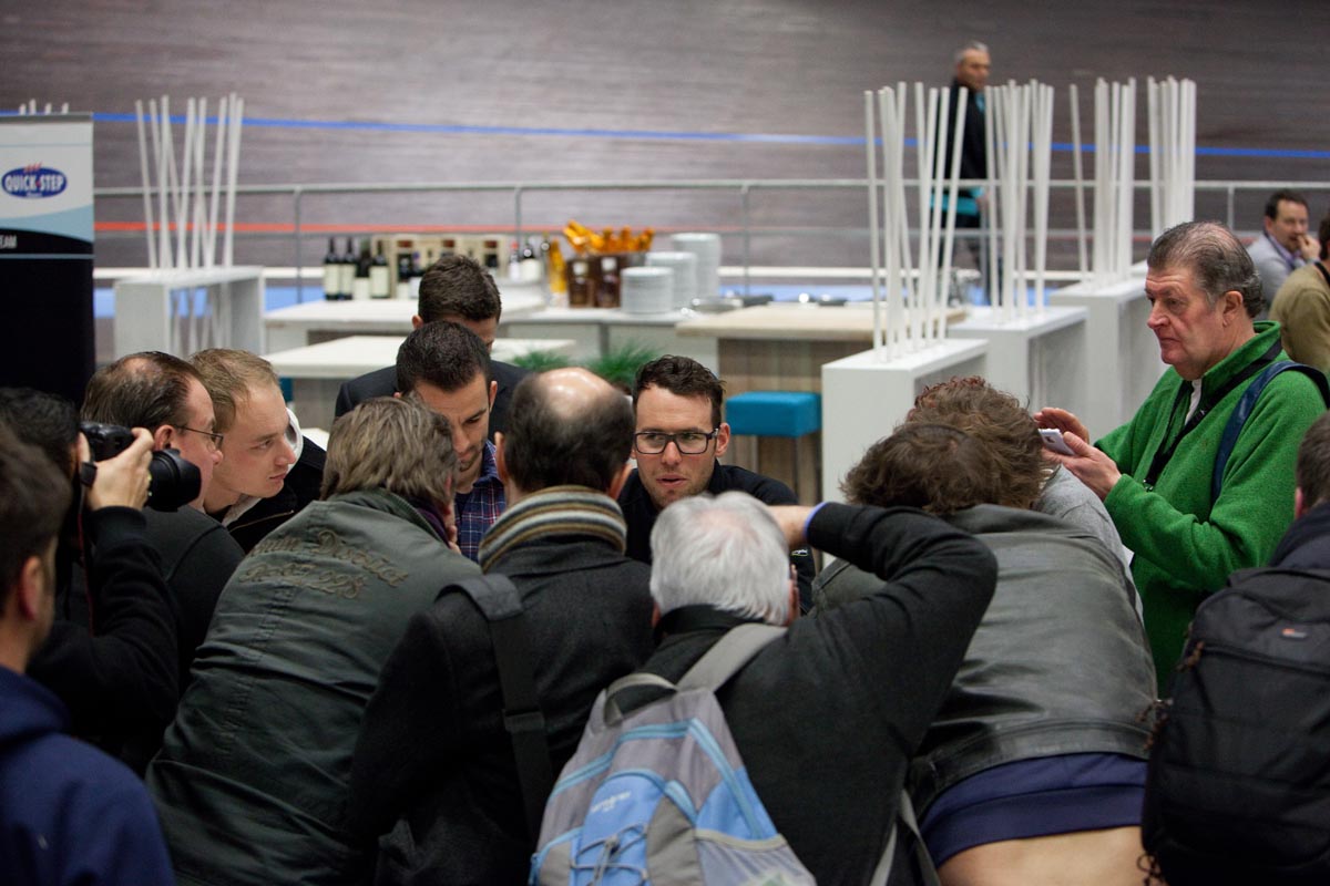 Press talk to Mark Cavendish, Omega Pharma-QuickStep 2013 team launch