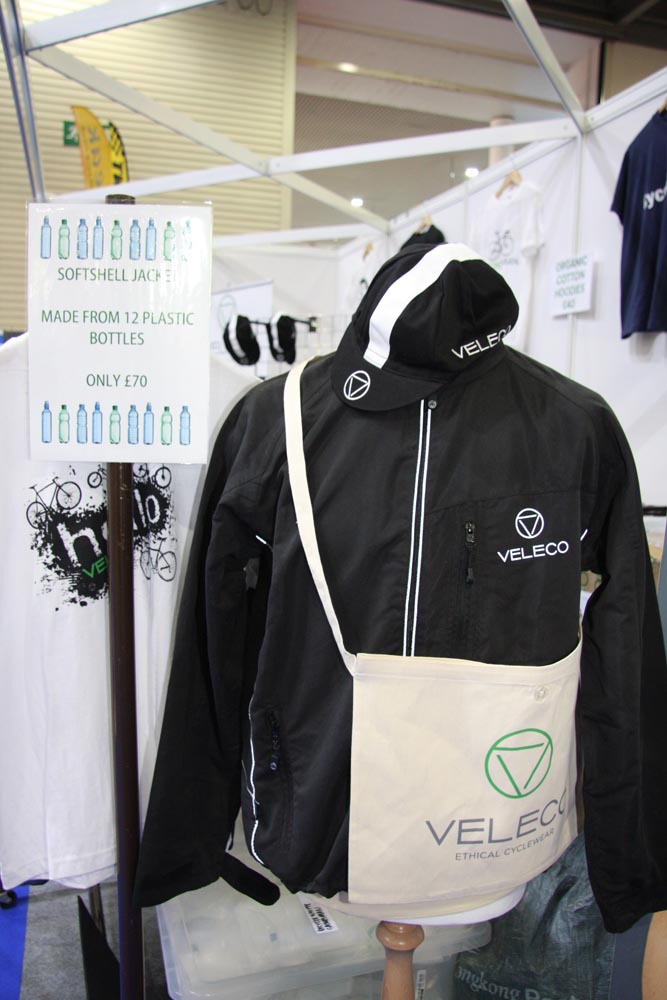 Veleco jacket made form recycled plastic bottles, London Bike Show 2013