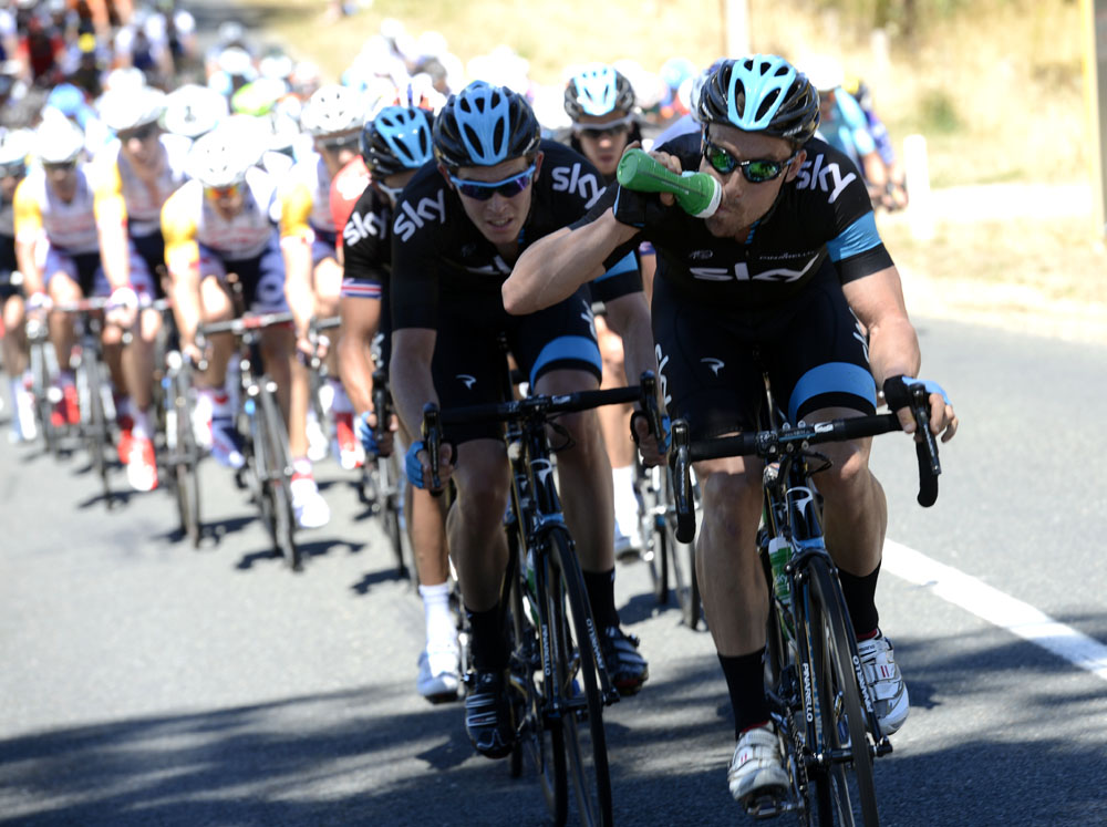 Bernard Eisel and Sky chase, Tour Down Under 2013, stage one