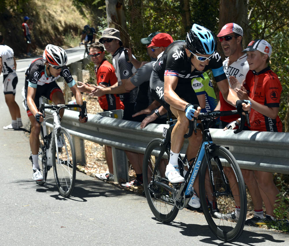 Geraint Thomas attacks, Tour Down Under 2013, stage two