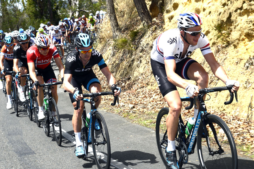 Ian Stannard chases, Tour Down Under 2013, stage three