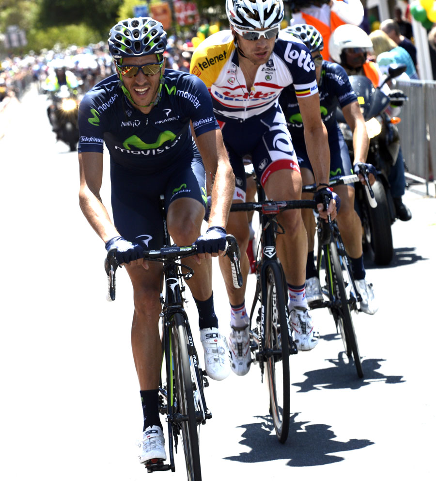 Eros Capecchi in escape, Tour Down Under 2013, stage five