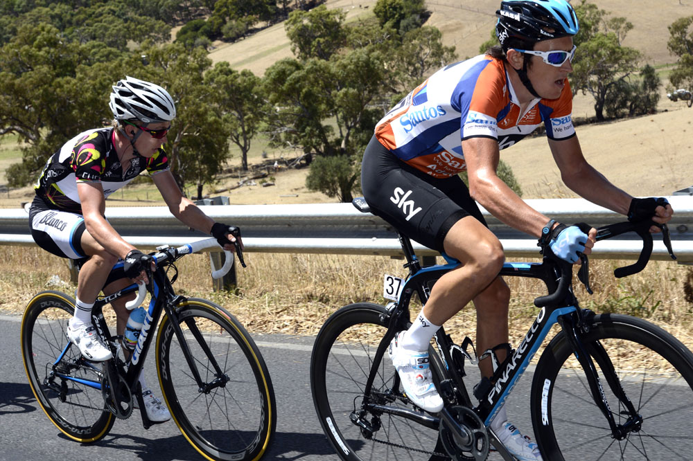 Geraint Thomas and Tom Slagter, Tour Down Under 2013, stage five Geraint Thomas and Tom Slagter, Tour Down Under 2013, stage five