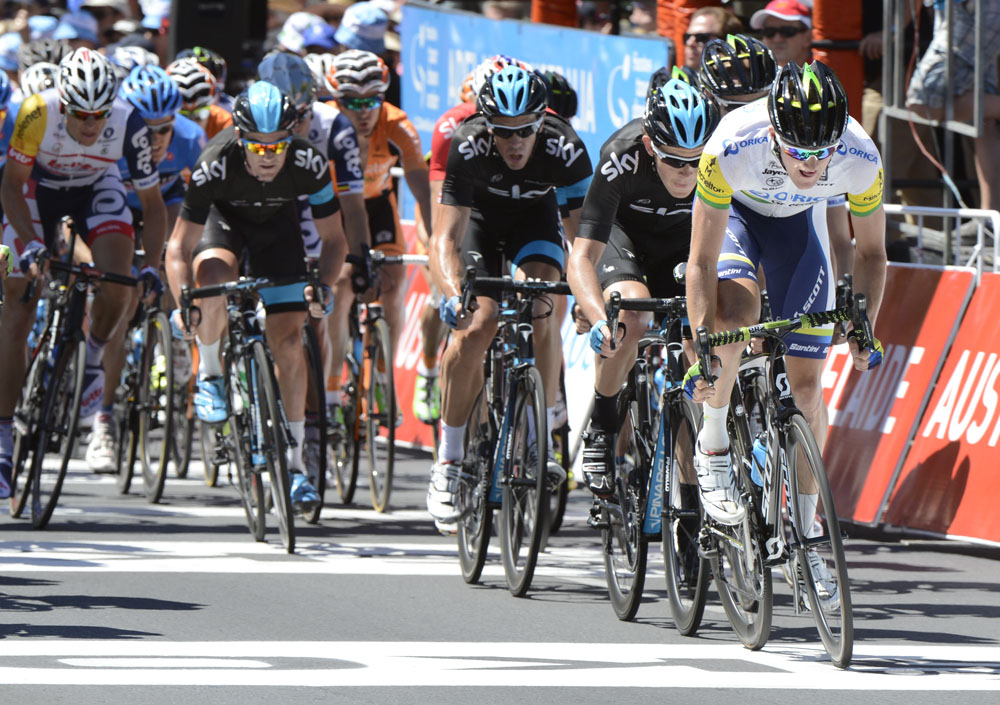 Luke Durbridge and Sky chase, Tour Down Under 2013, stage six